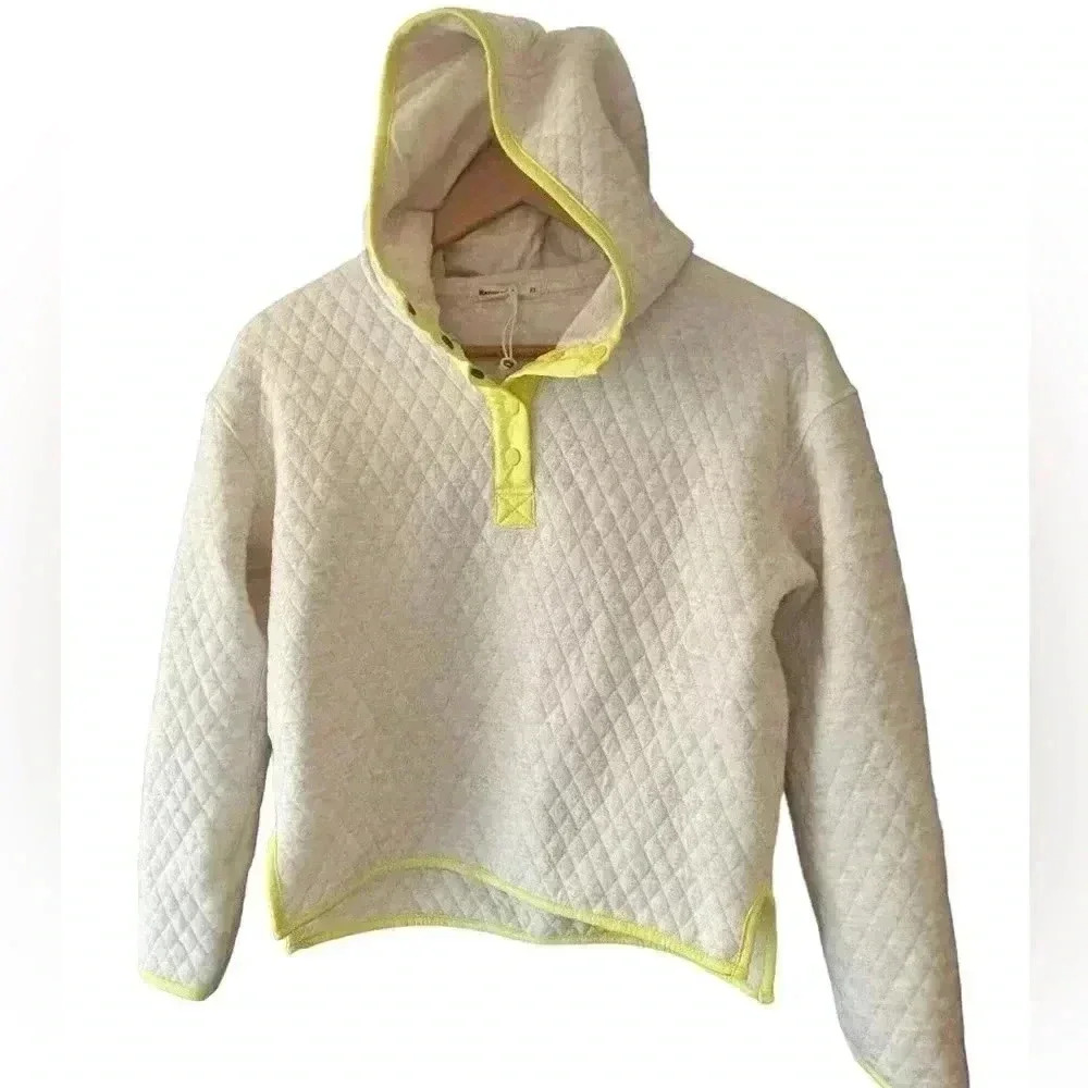 Marine Layer Reversible Lady Corbet Cream Neon Yellow Size XS Snap Neck - Picture 2 of 11
